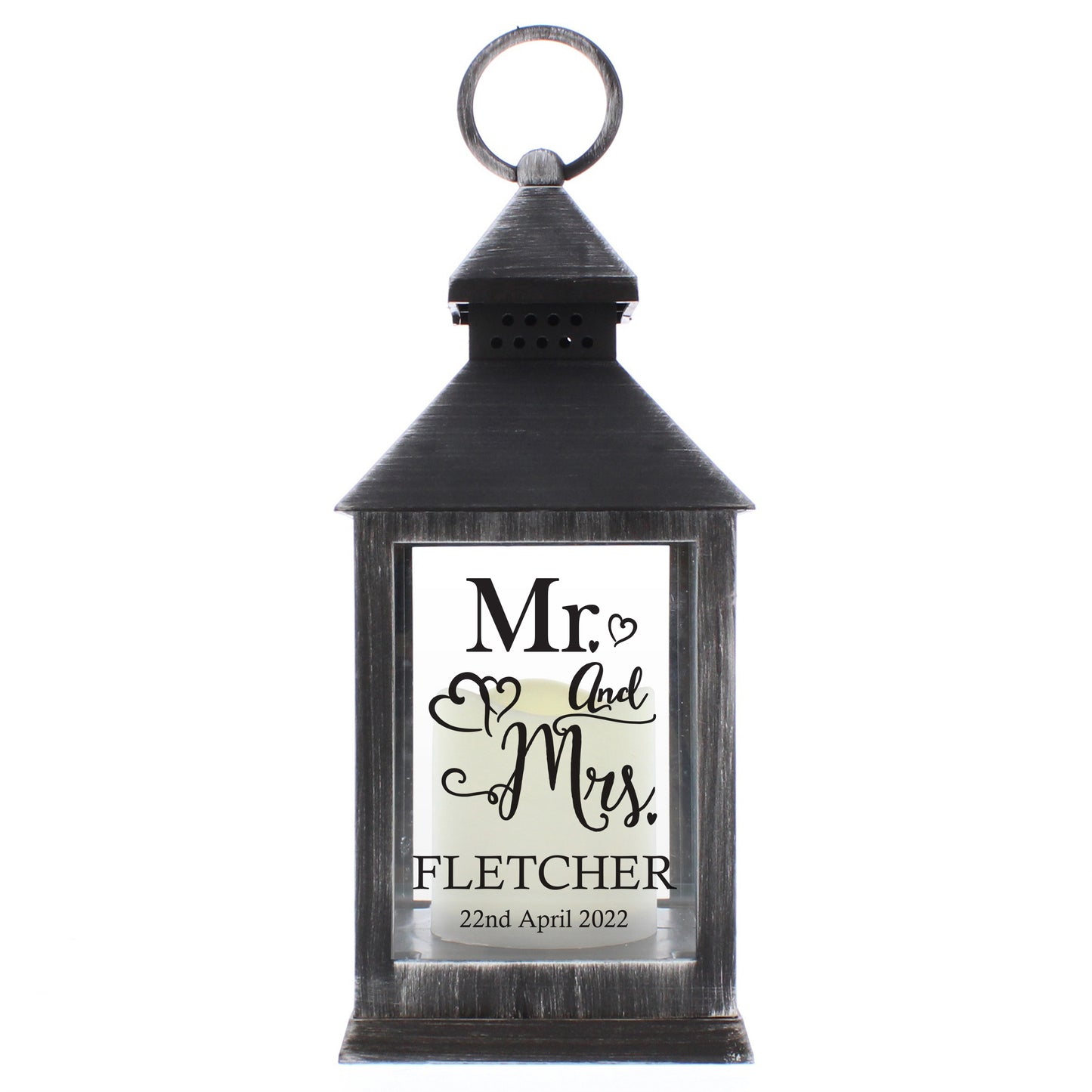 Personalised Mr and Mrs Rustic Black Lantern - Personalise It!