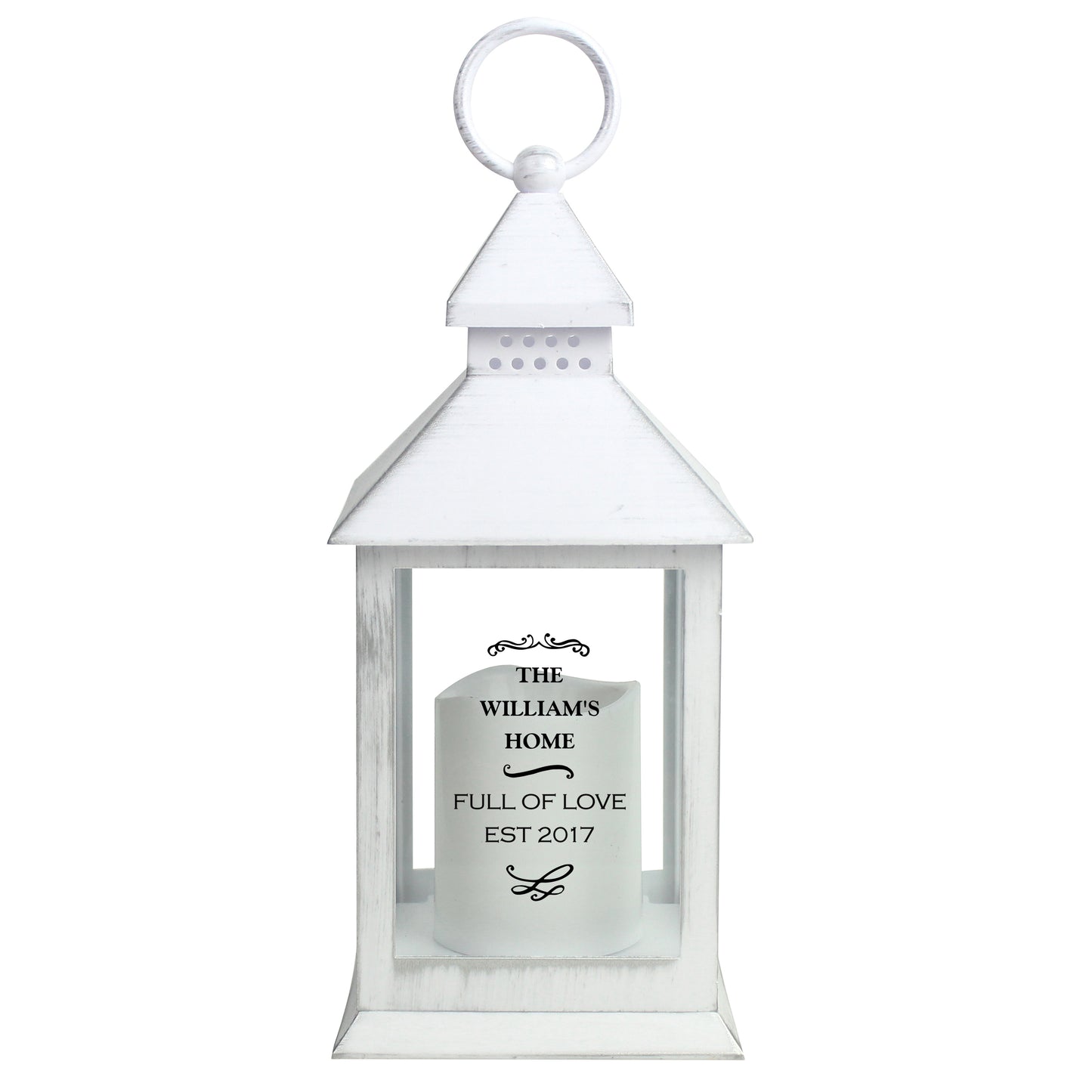 Personalised Antique Scroll White Lantern - Personalise It!