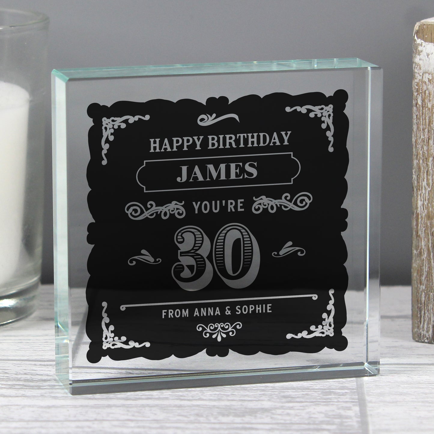 Personalised Birthday Vintage Typography Large Crystal Token - Personalise It!