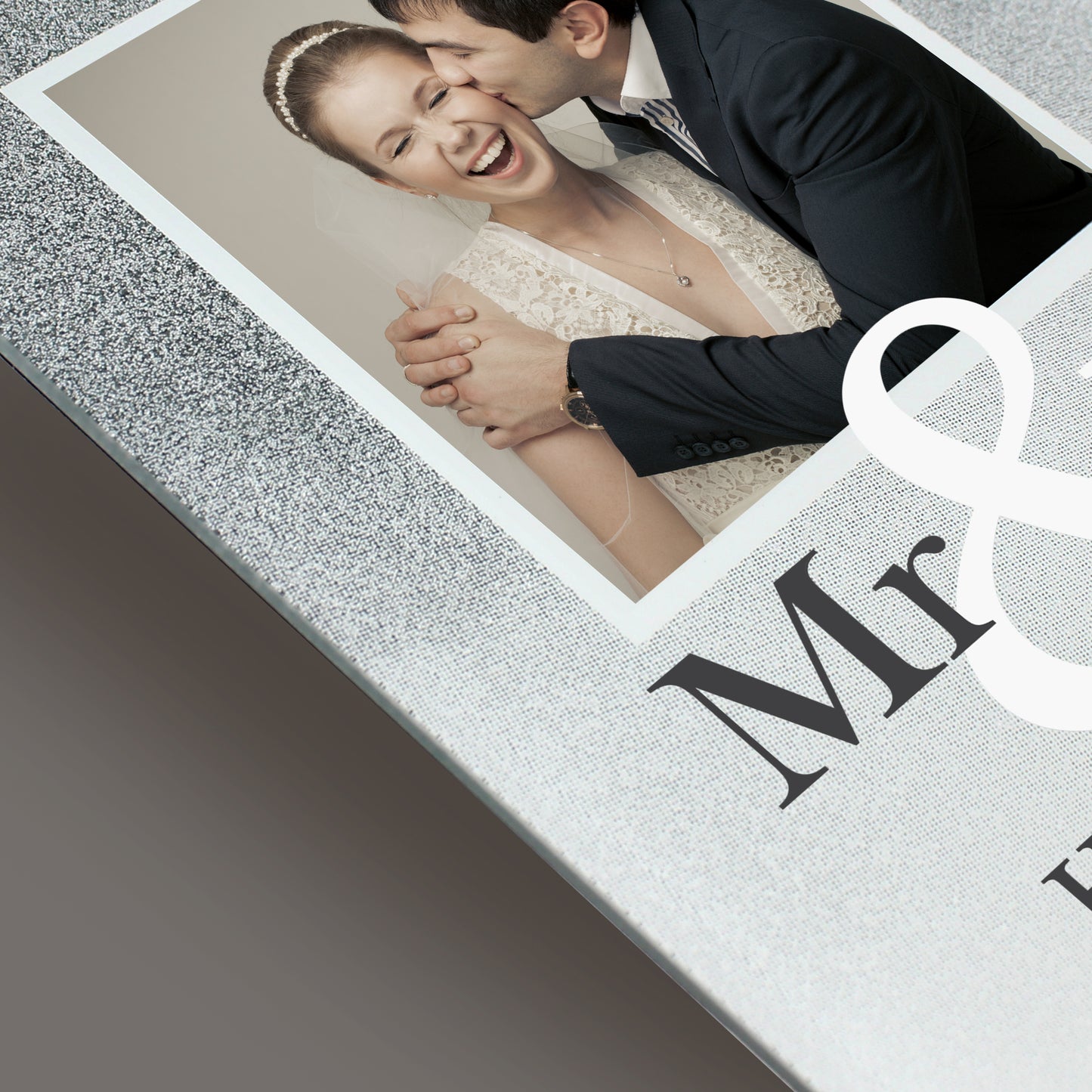 Personalised Mr & Mrs 4x4 Glitter Glass Photo Frame - Personalise It!