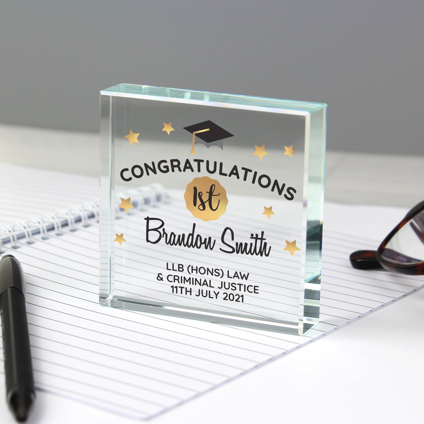 Personalised Congratulations Graduation Large Crystal Token - Personalise It!