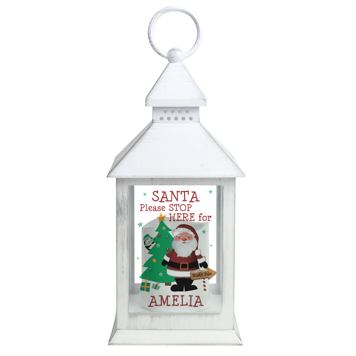 Personalised Santa White Lantern - Personalise It!