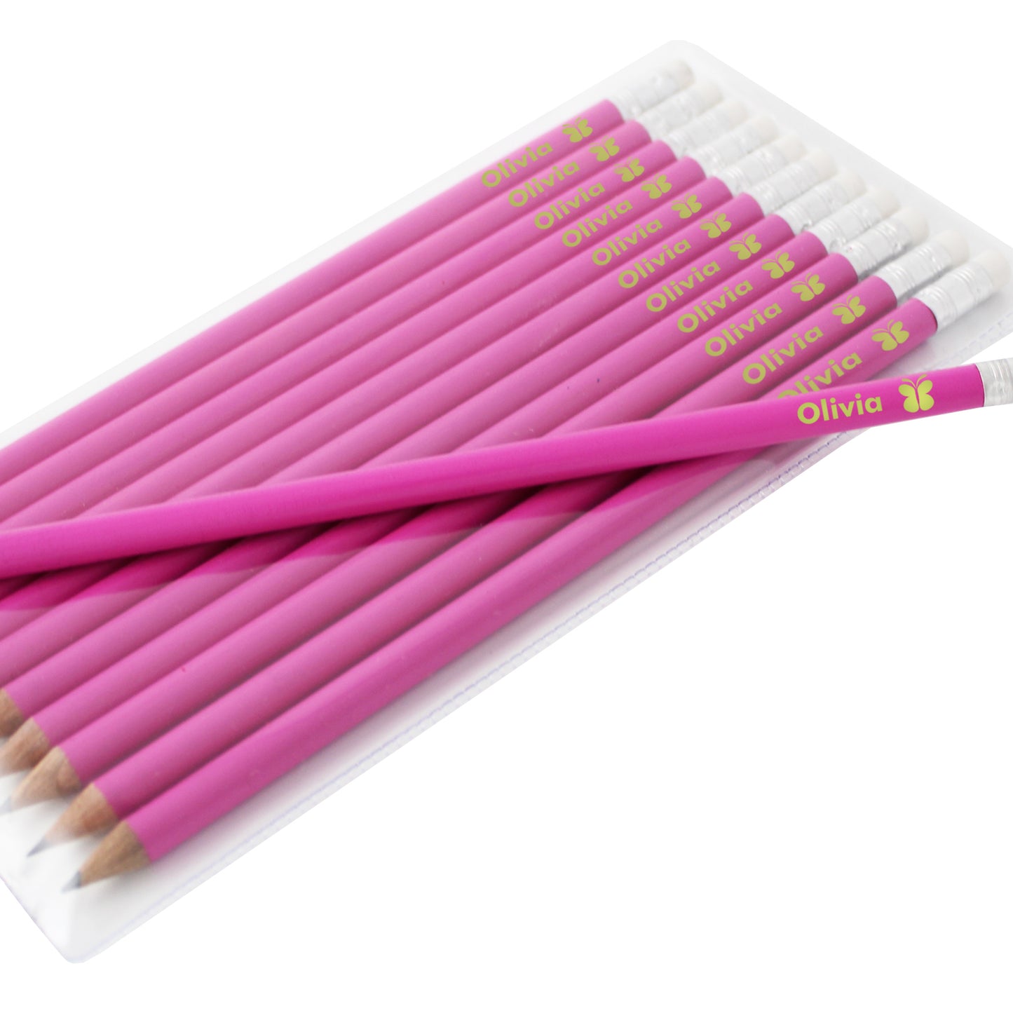 Personalised Butterfly Motif Pink Pencils - Personalise It!