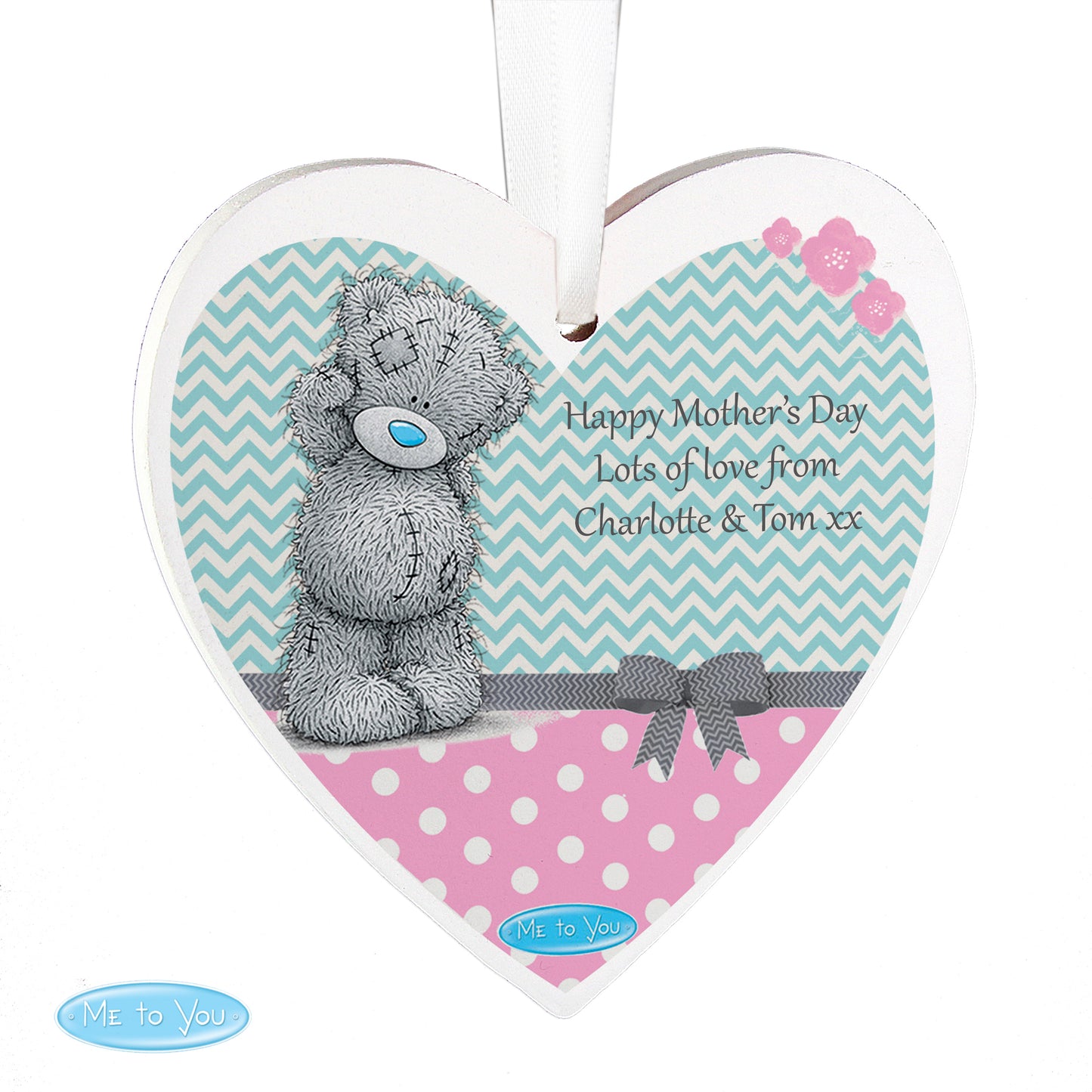 Personalised Me To You Pastel Polka Dot for Her Wooden Heart Decoration - Personalise It!