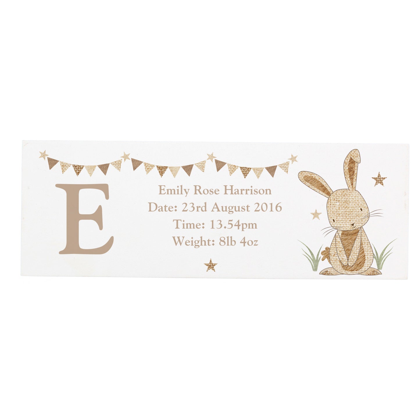 Personalised Hessian Rabbit Wooden Block Sign - Personalise It!