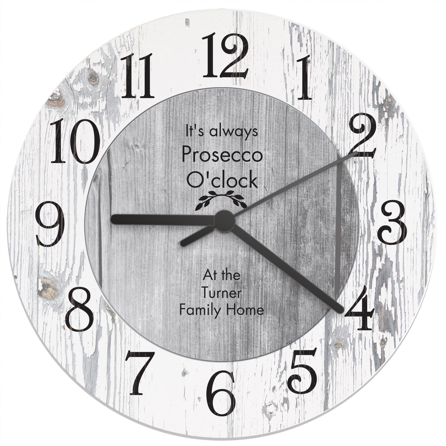 Personalised Any Message Shabby Chic Large Wooden Clock - Personalise It!