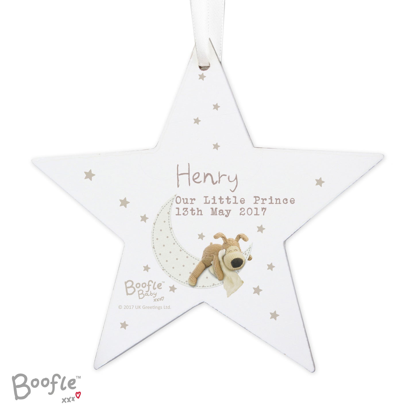Personalised Boofle Baby Wooden Star Decoration - Personalise It!