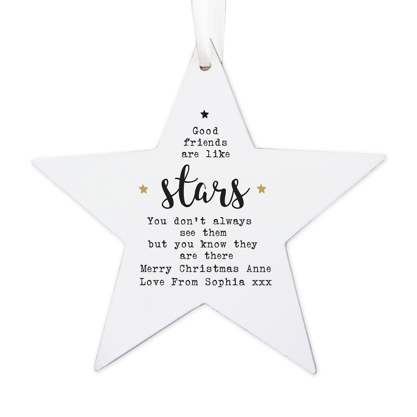 Personalised Good Friends Wooden Star Decoration - Personalise It!