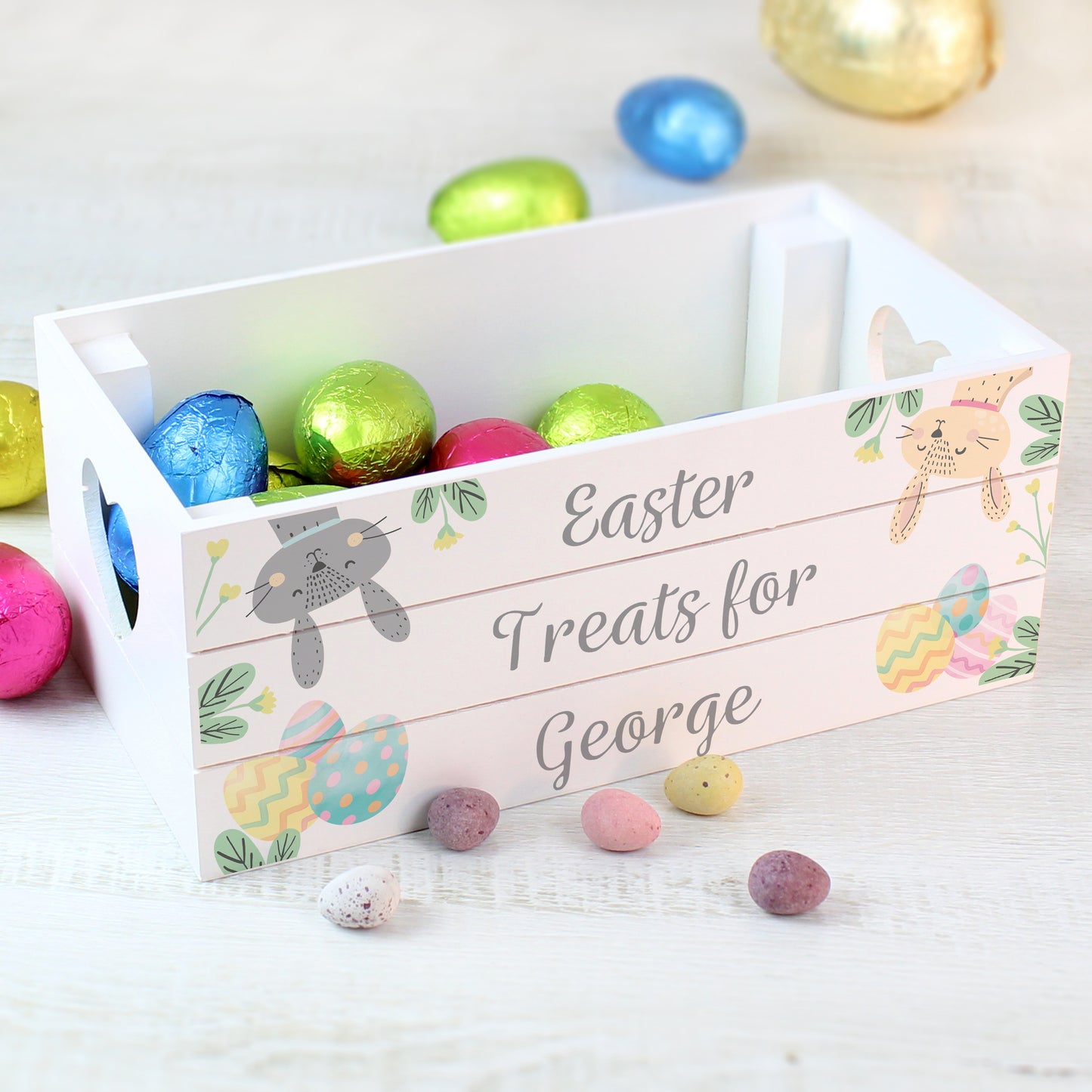 Personalised Easter White Wooden Crate - Personalise It!