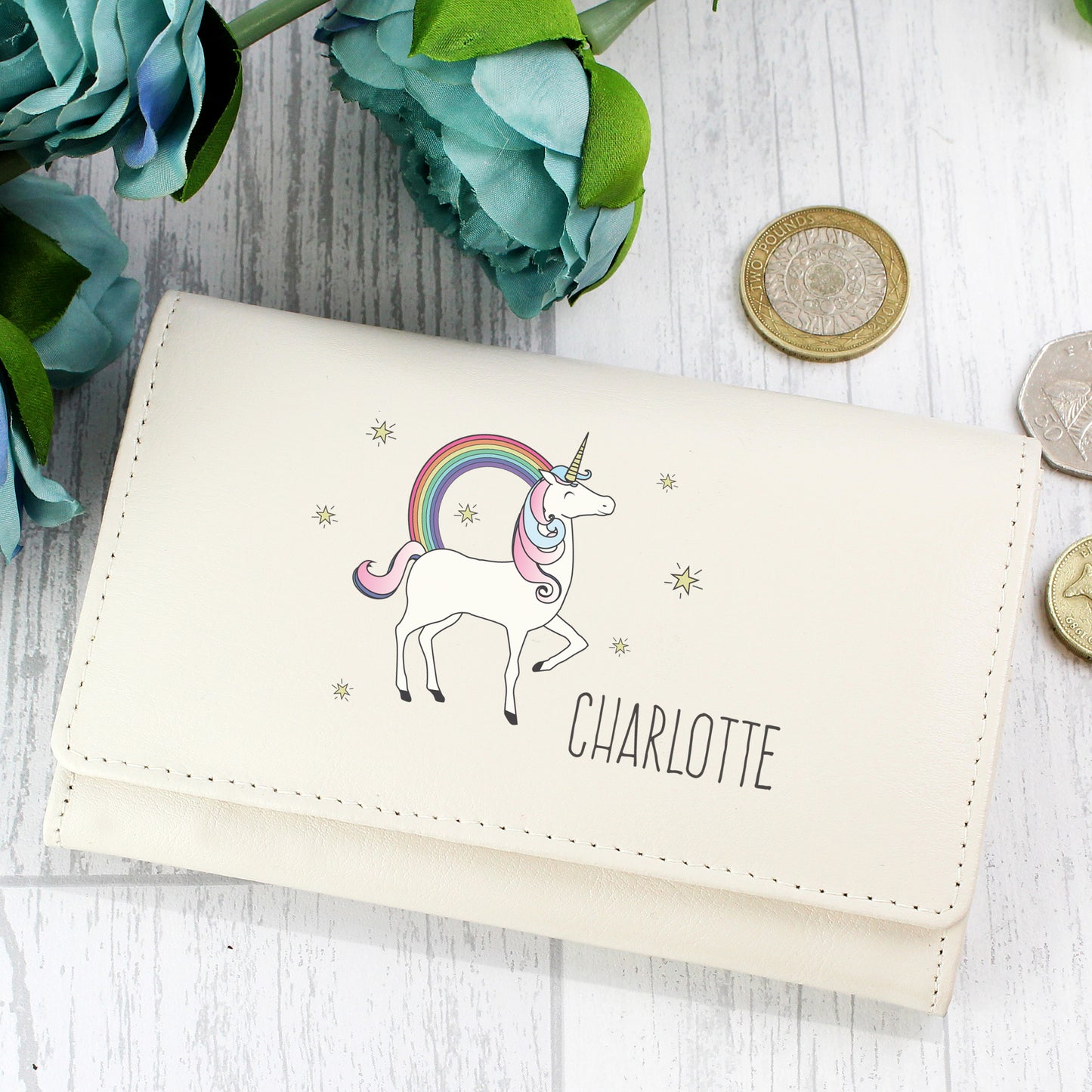 Personalised Unicorn Cream Purse - Personalise It!
