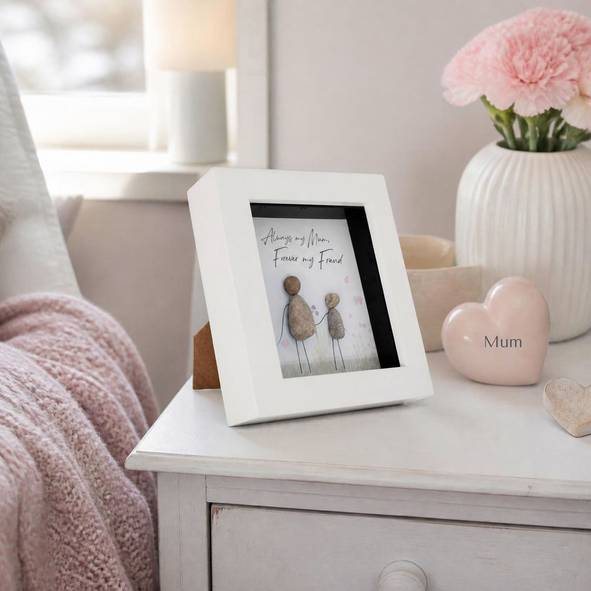La De Da! Mum Forever My Friend Mini Pebble Art Pink Framed Print Gift Idea