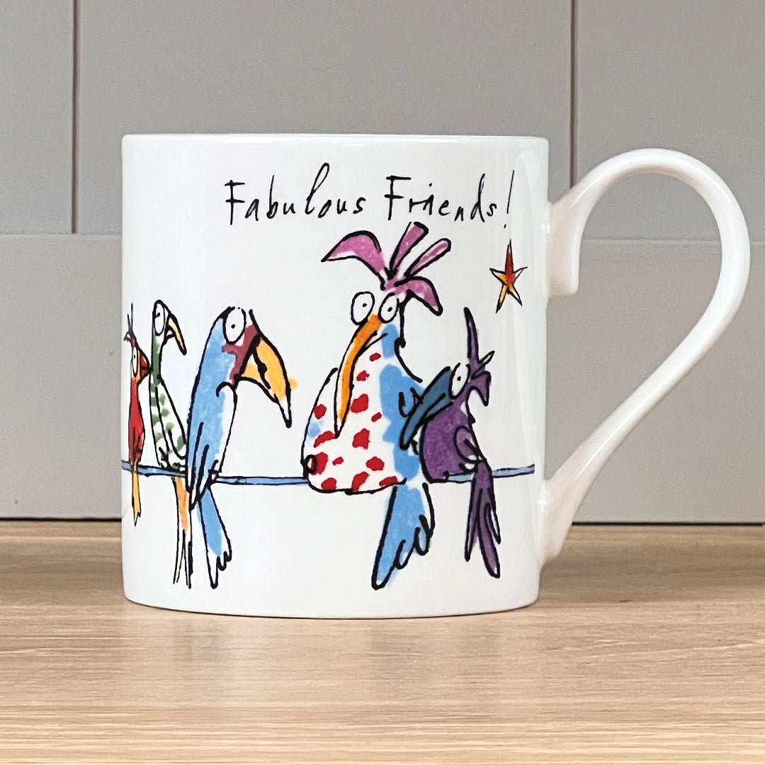 Quentin Blake Fabulous Friends Birds On A Wire Bone China Mug