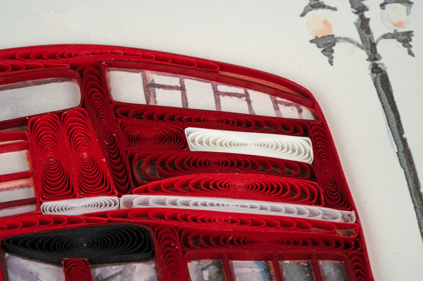 Quilling Red London Bus Lavish London Hand-Finished Art Greeting Card