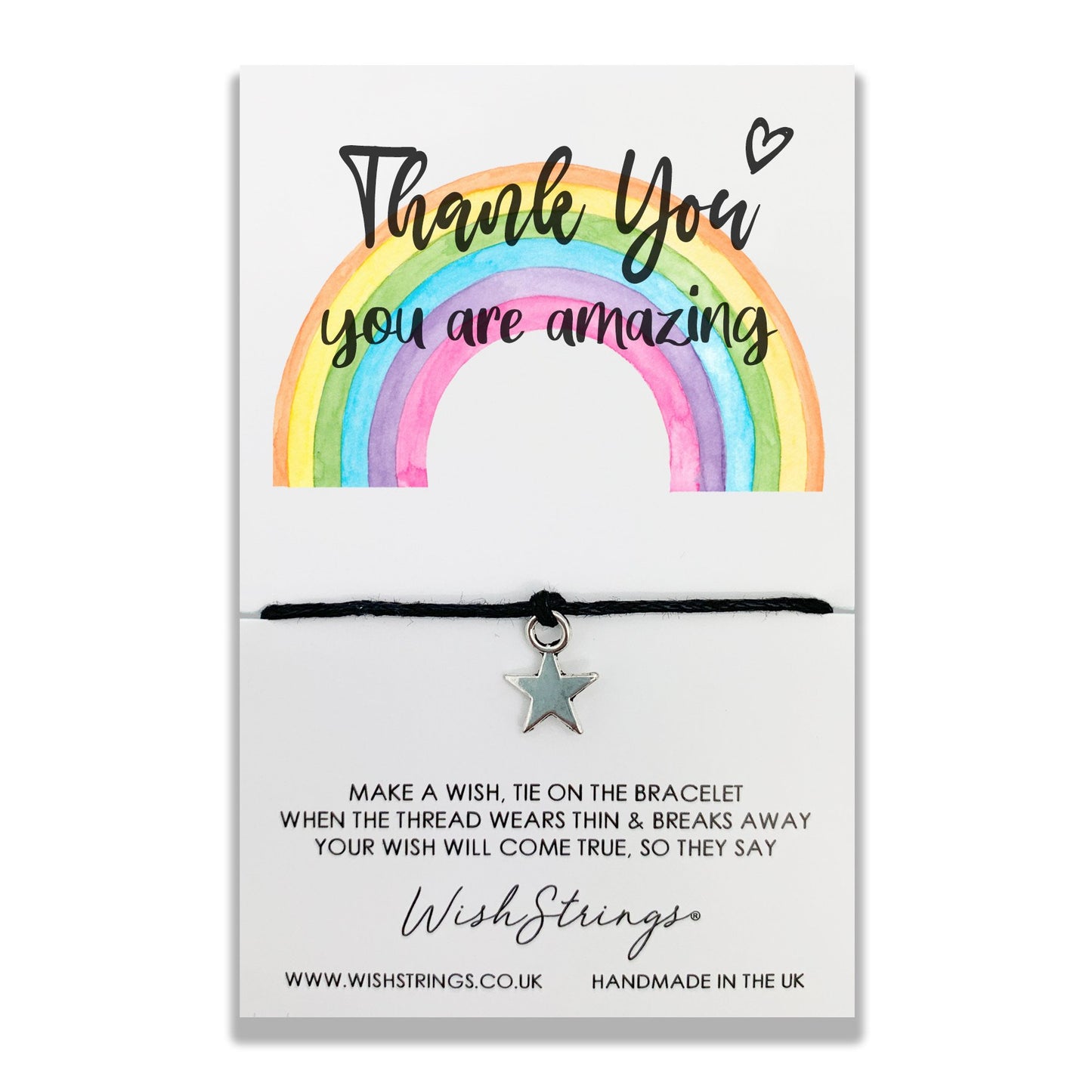 Thank You Wish String Bracelet With Lucky Charm