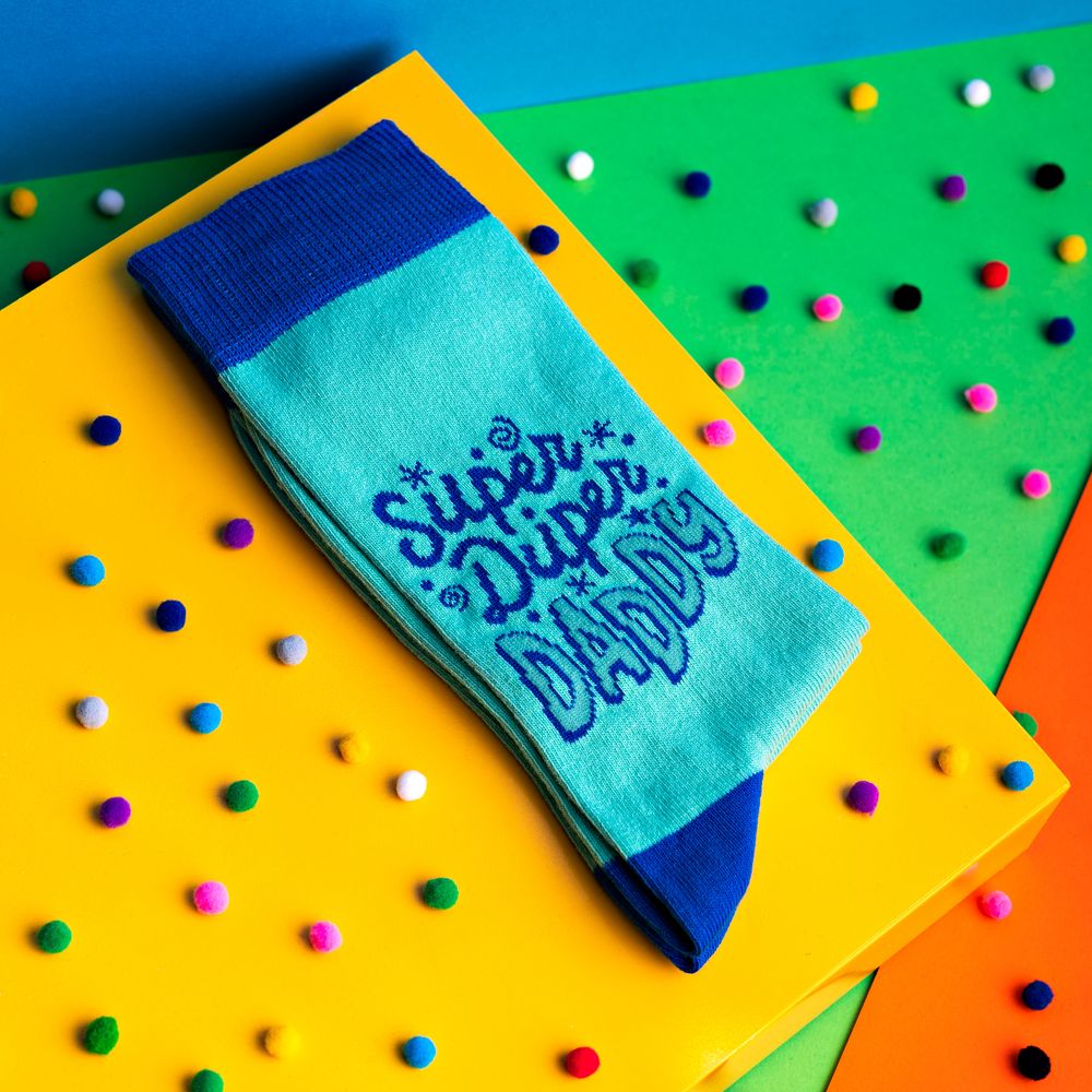 Cheerfull Socks Green Super Duper Daddy Mens Socks