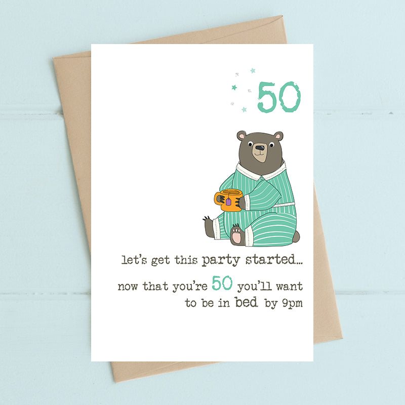 Bed By 9pm 50th Birthday Greeting Card