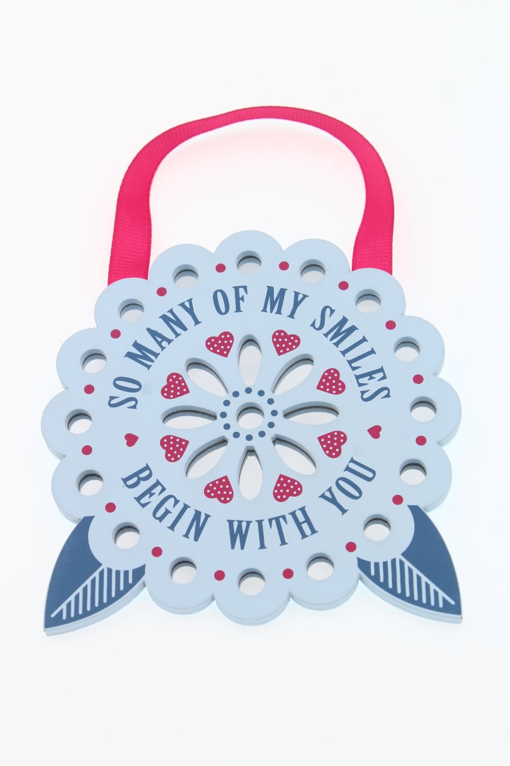 Many Of My Smiles Reflective Words Hanging Plaque With Ribbon