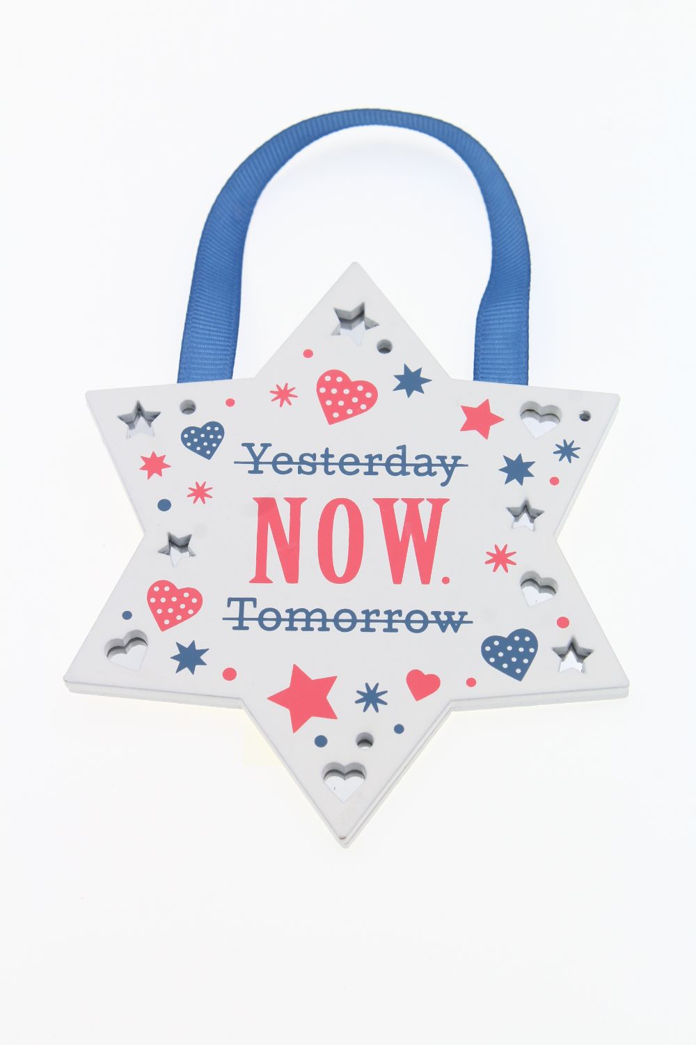 NOW Not Tomorrow Reflective Words Hanging Plaque With Ribbon