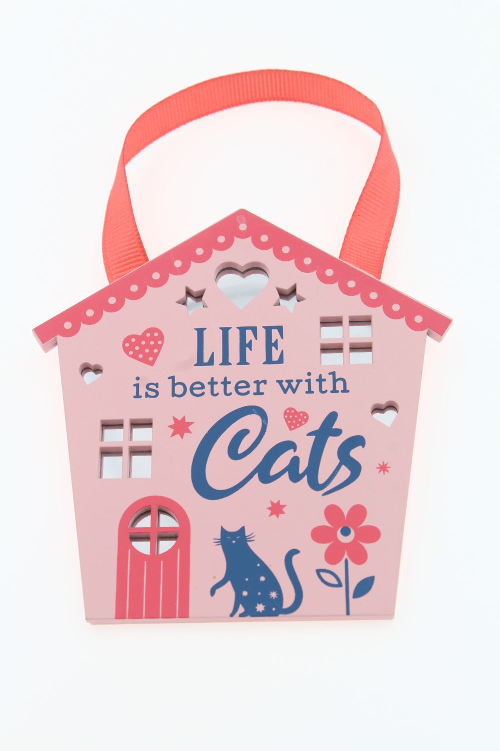 Better With Cats Reflective Words Hanging Plaque With Ribbon