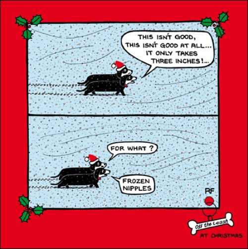 Frozen Nipples Funny Off The Leash Christmas Card