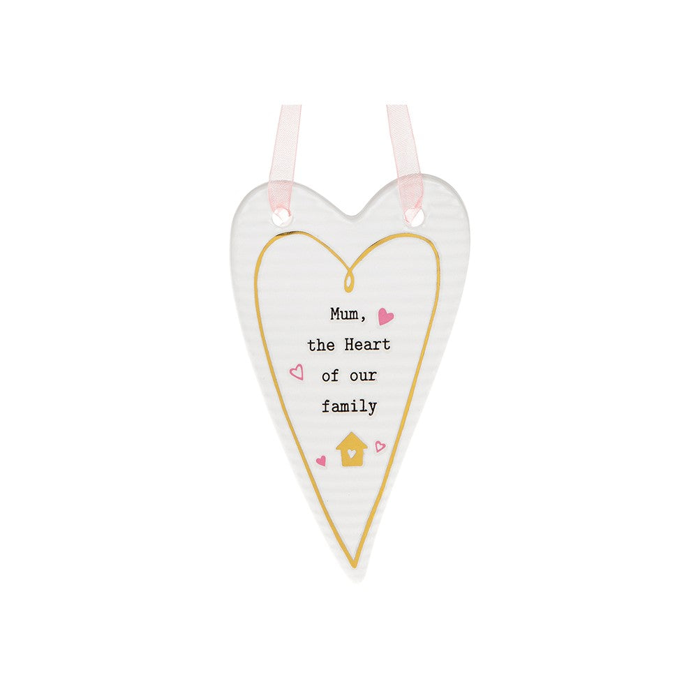 Thoughtful Words Mum Heart Of Our Family Ceramic Heart Shaped Plaque