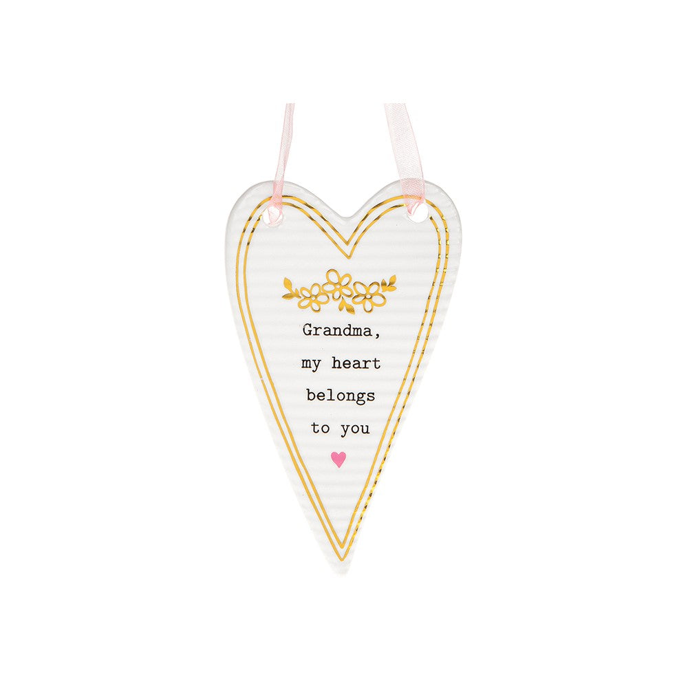 Thoughtful Words Grandma Belongs To You Ceramic Heart Shaped Plaque