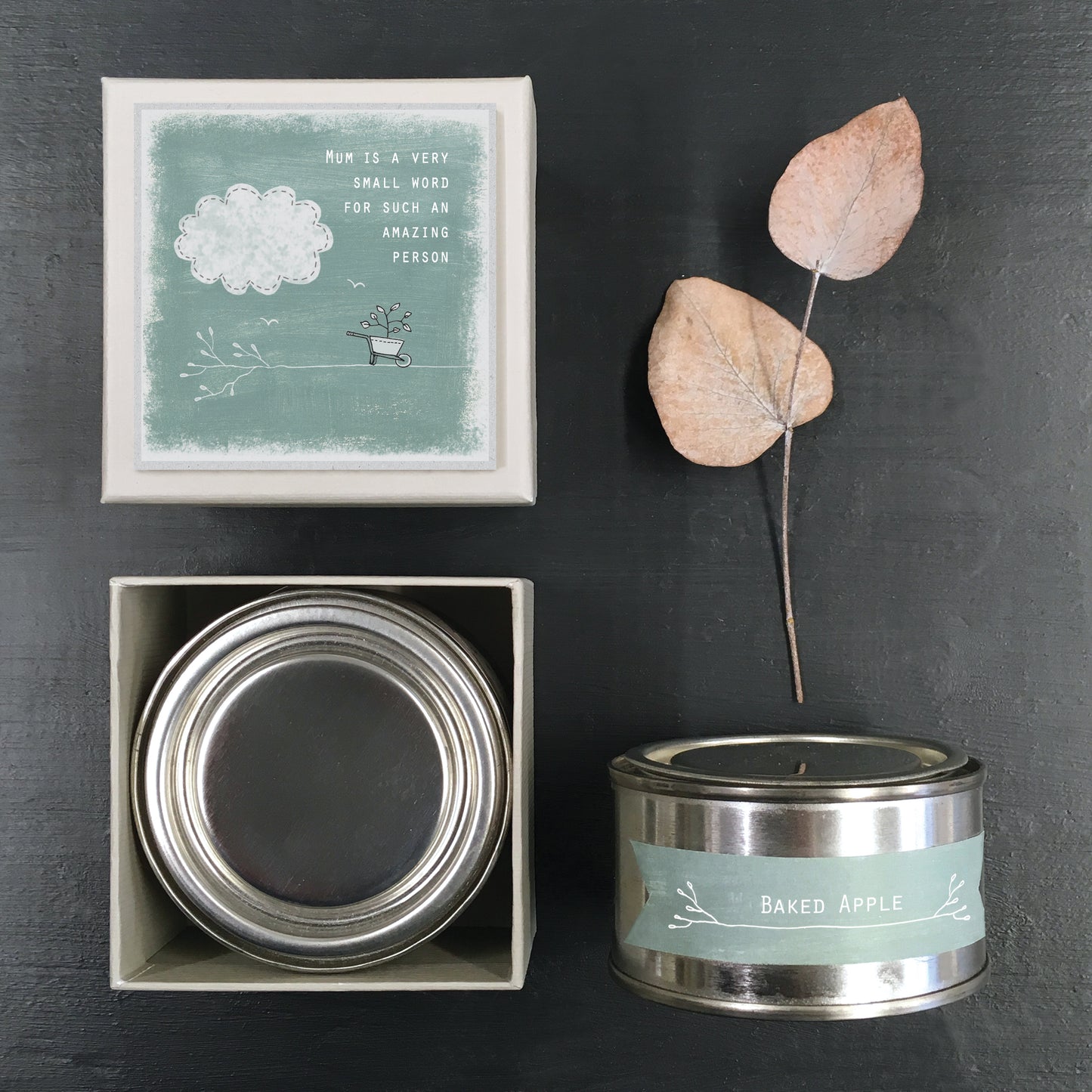 East Of India Mum Is A Small Word Scented Candle In A Tin With Gift Box