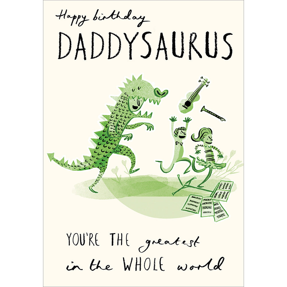 Greatest Daddysaurus Embossed Illustrated Birthday Greeting Card