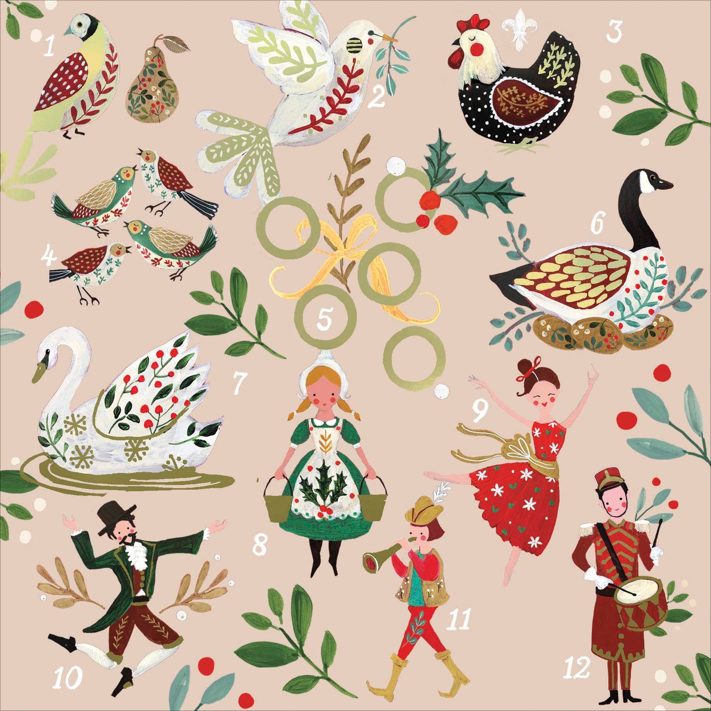 Pack of 8 On The Twelfth Day NSPCC Charity Christmas Cards