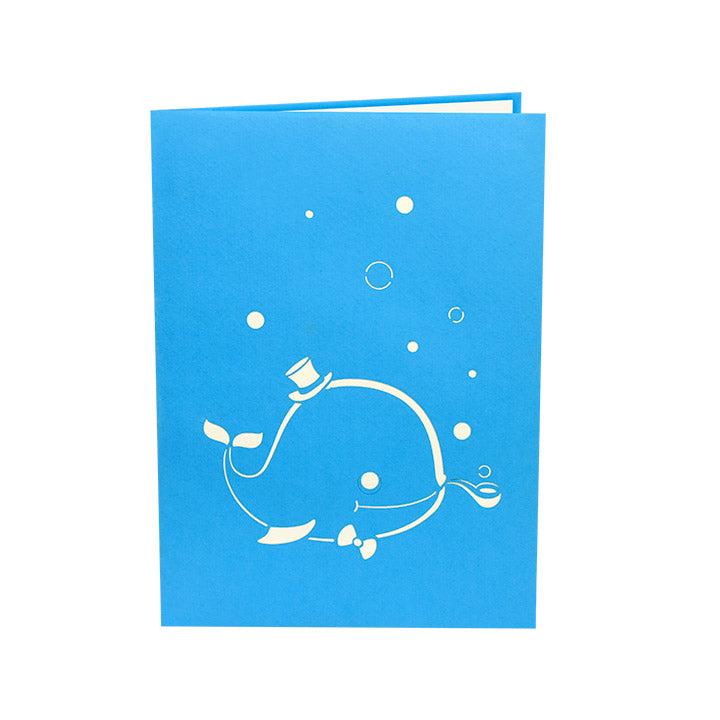 Blue Whale Laser Cut Pop Up Greeting Card