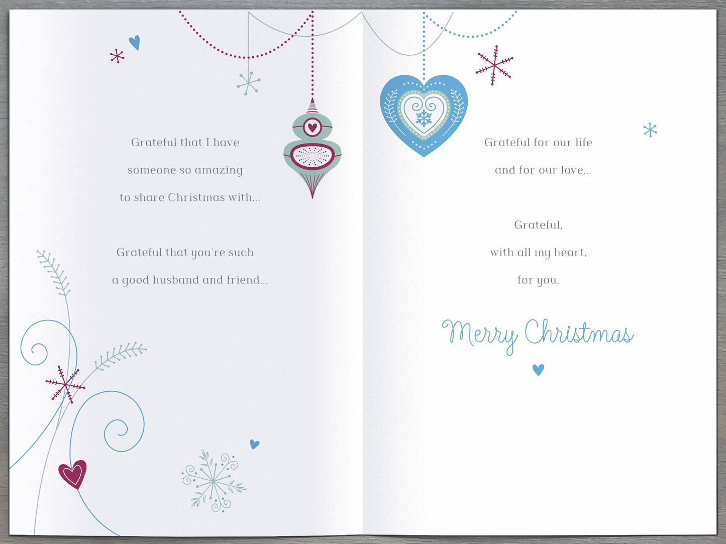 Wonderful Husband Traditional Embellished Christmas Card