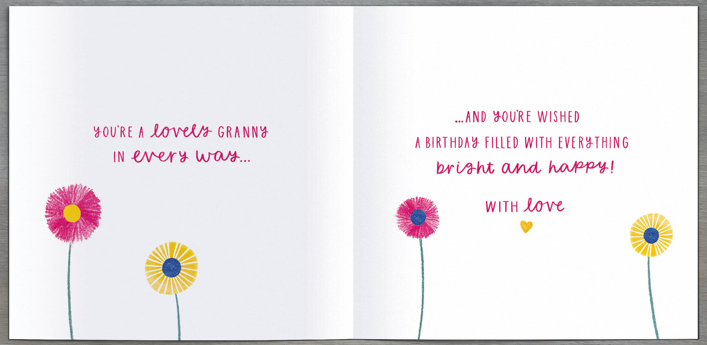 Granny With Love Flowers Birthday Greeting Card