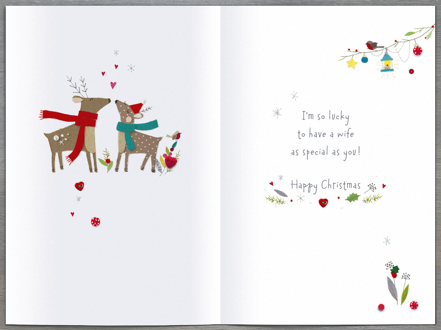 My Wonderful Wife Button Box Special Christmas Greeting Card