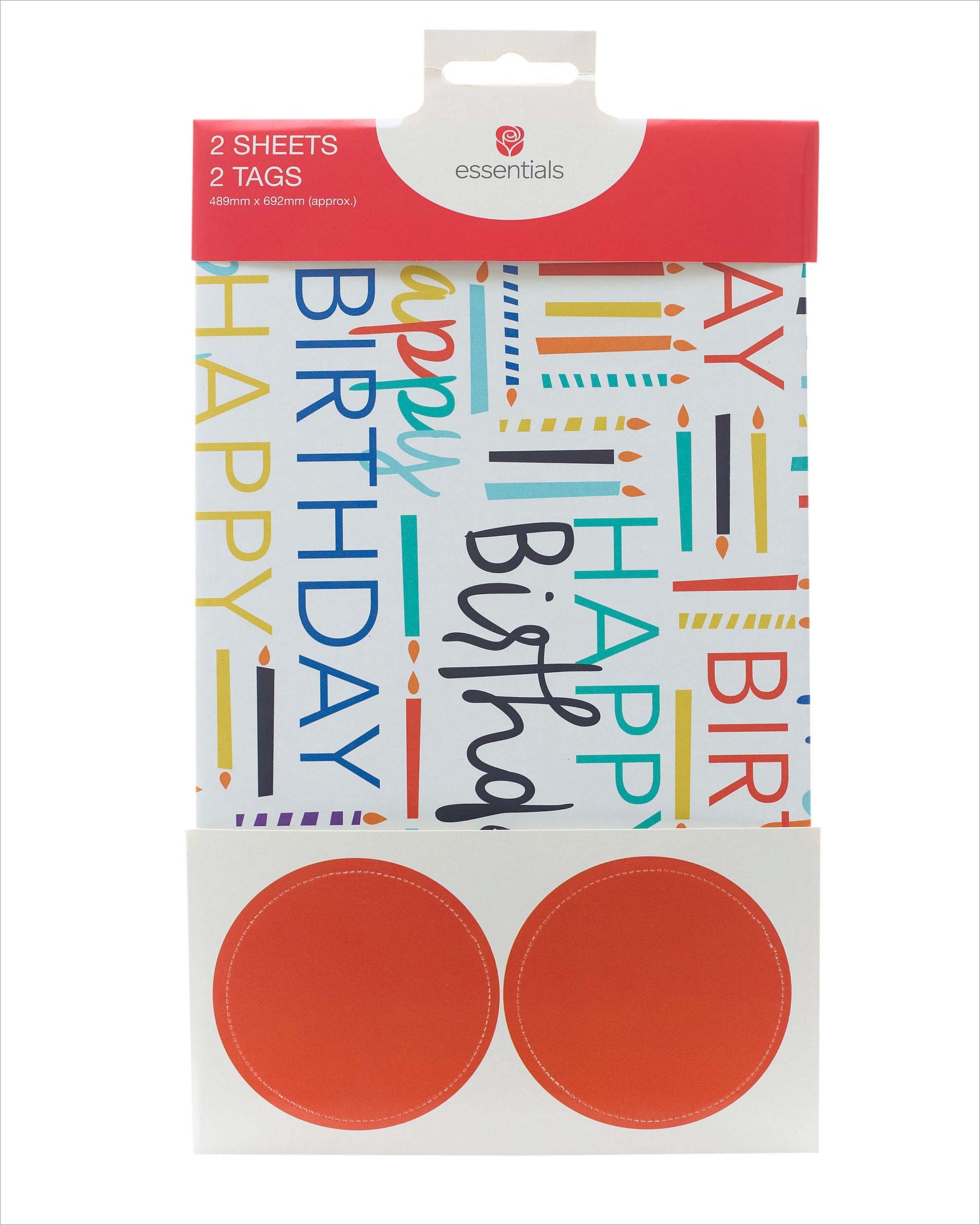 Happy Birthday Themed Gift Wrap Pack Contains 2 Sheets & Tags