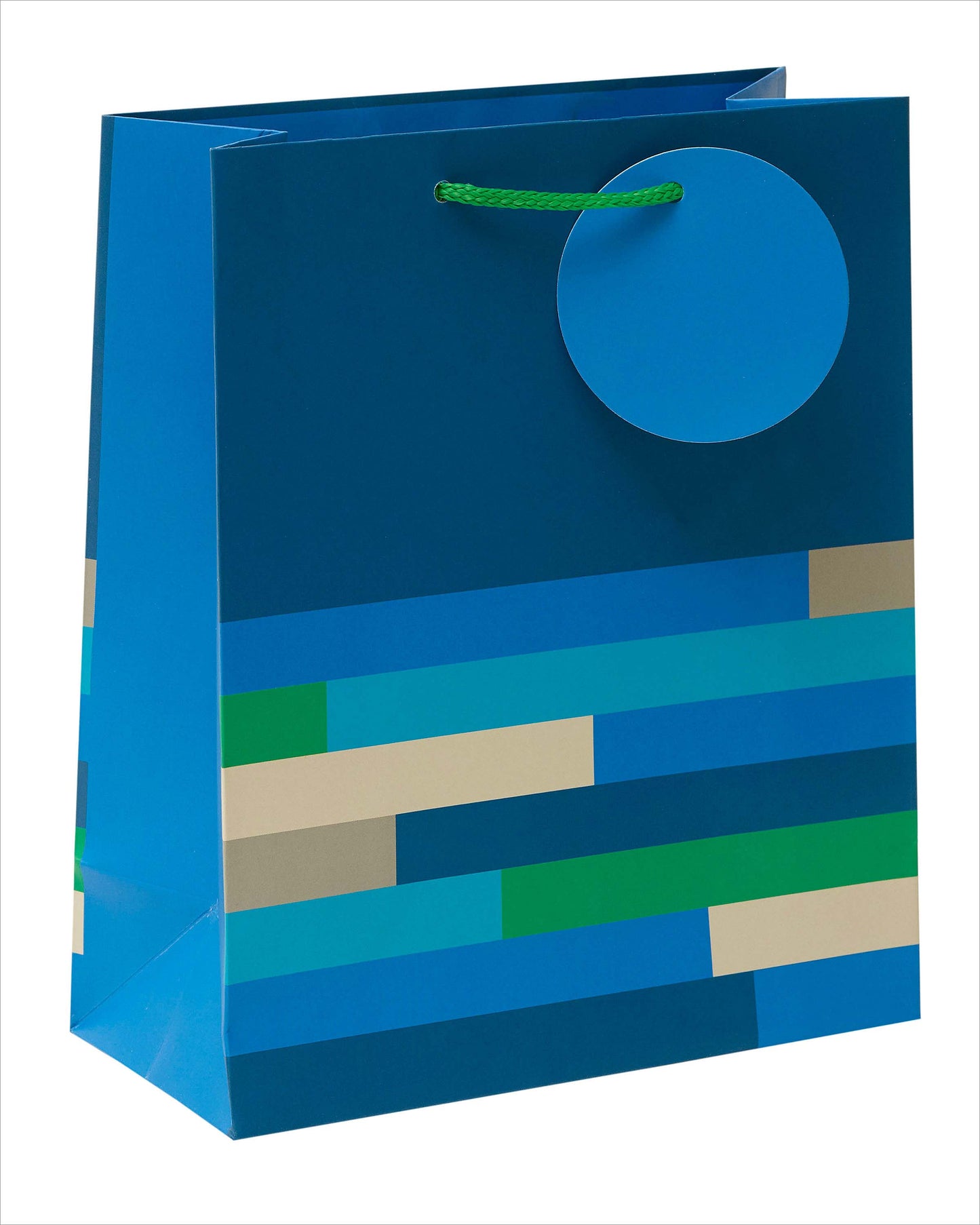 Blue Geo Patterned Medium Gift Bag With Tag