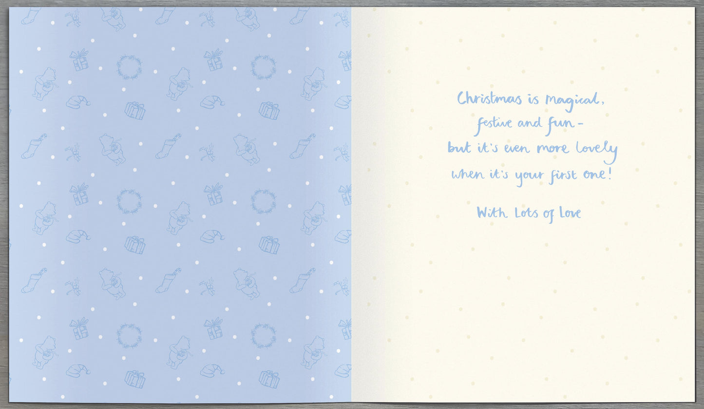 Winnie The Pooh Bear Special Son's 1st Christmas Card