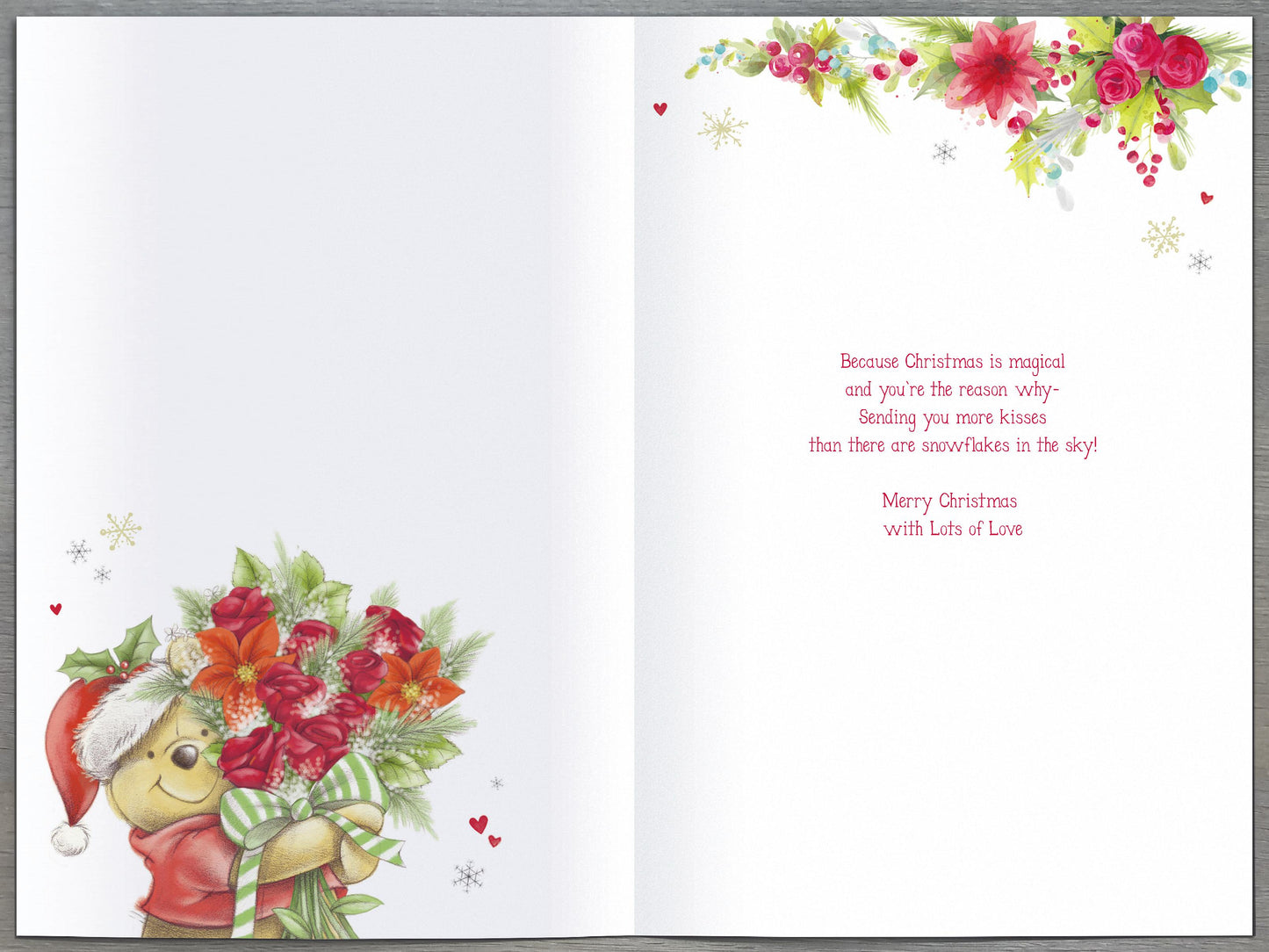Winnie The Pooh For The One I Love Floral Christmas Card