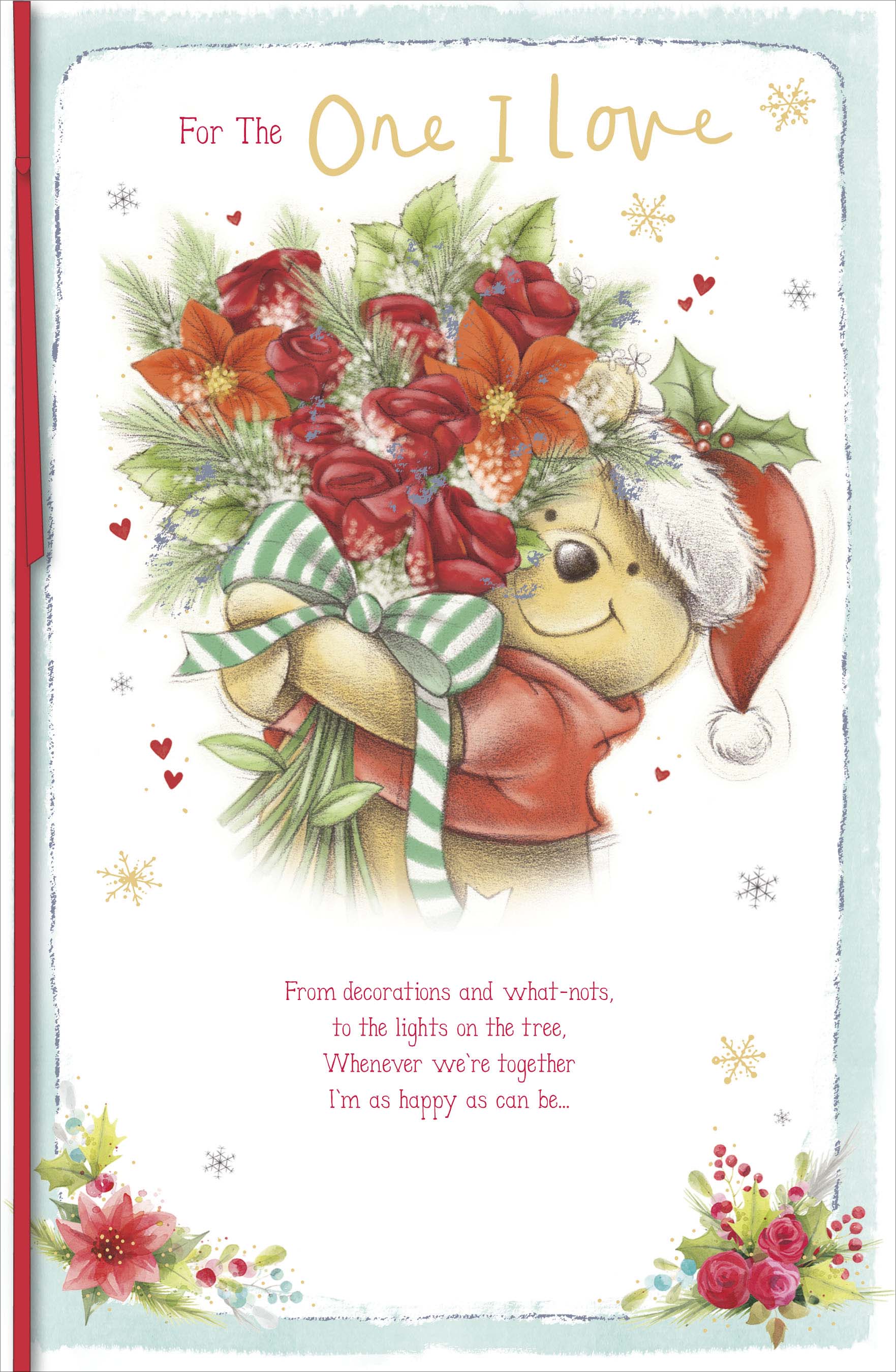 winnie the pooh for the one i love floral christmas card – love kate's