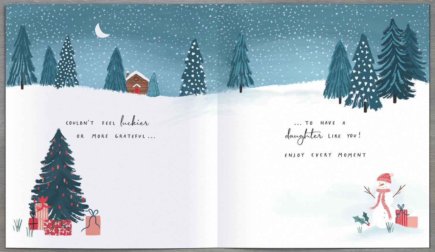 Daughter With Love Embellished & Gold Foiled Christmas Card