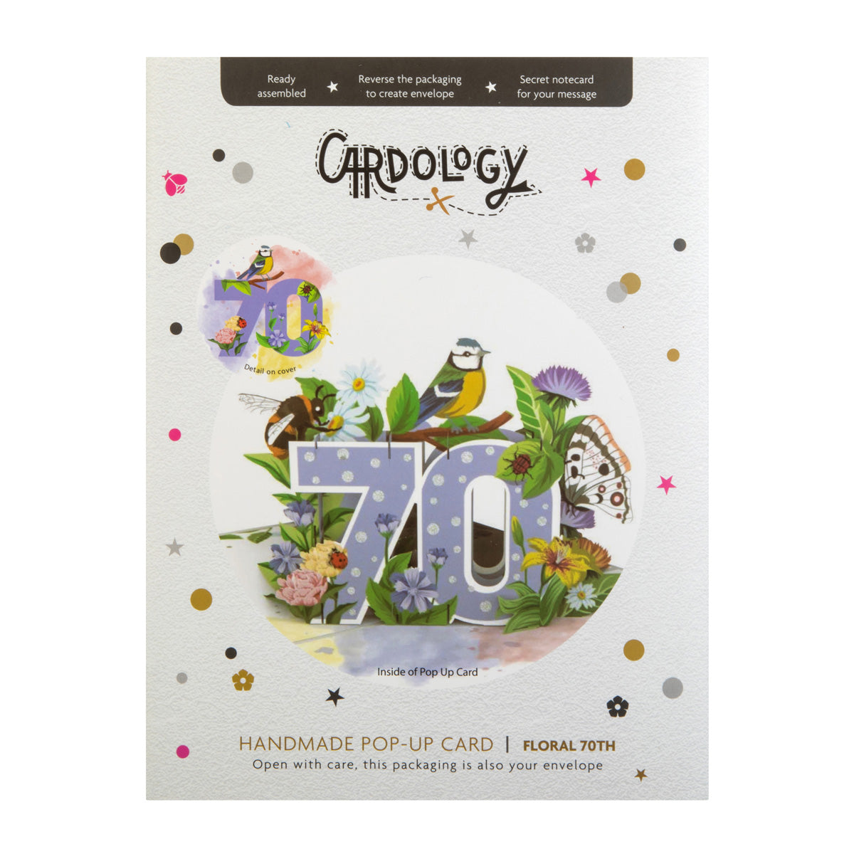 Floral 70th Birthday Pop Up Greeting Card