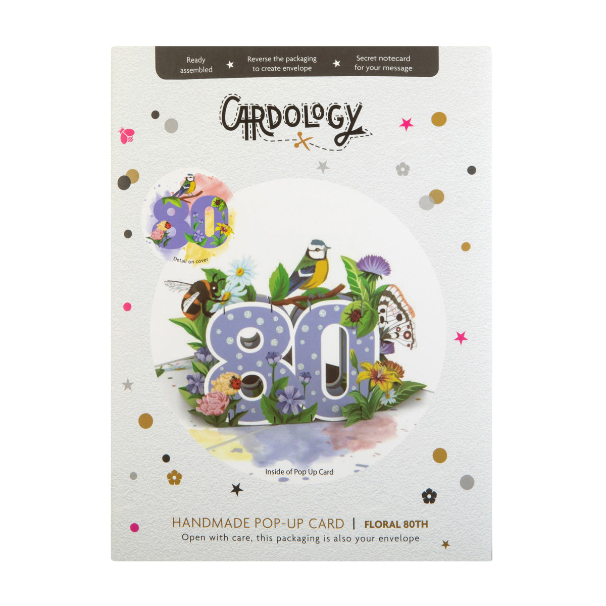 Floral 80th Birthday Pop Up Greeting Card