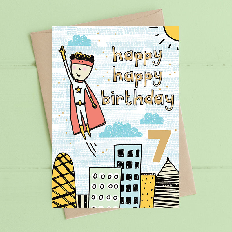 Happy Happy Boys 7th Birthday Greeting Card