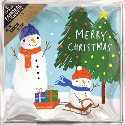 Pack of 8 Happy Snowmen ABF Soldier's Fairdeal Charity Christmas Cards