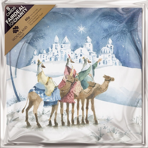 Pack of 8 Three Wise Men The Donkey Sanctuary Fairdeal Charity Christmas Cards