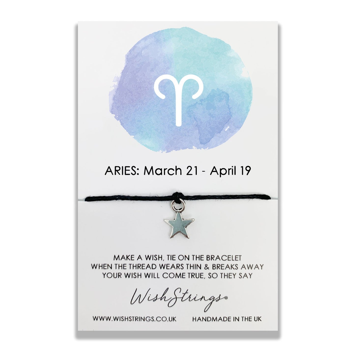 Aries Zodiac Wish String Bracelet With Lucky Charm