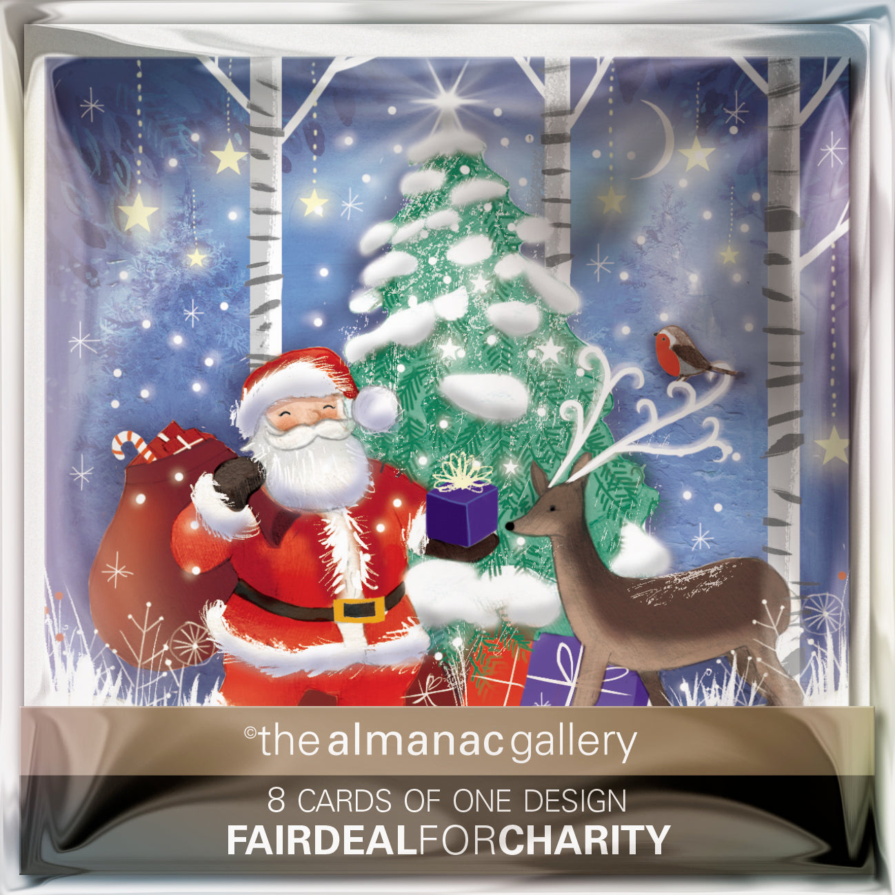 Pack of 8 Santa & Reindeer Mini Charity Christmas Cards