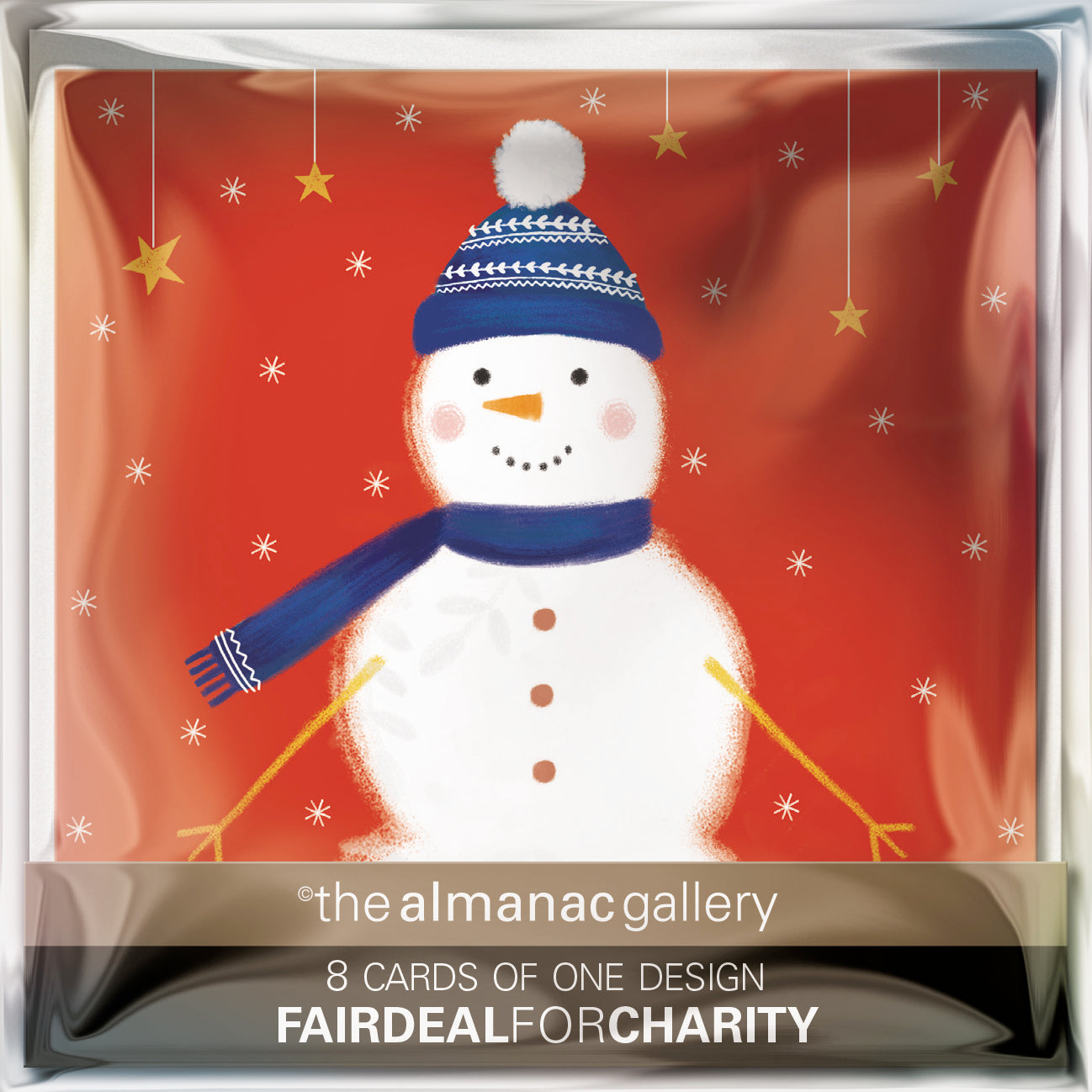 Pack of 8 Snowman in Hat & Scarf Mini Charity Christmas Cards