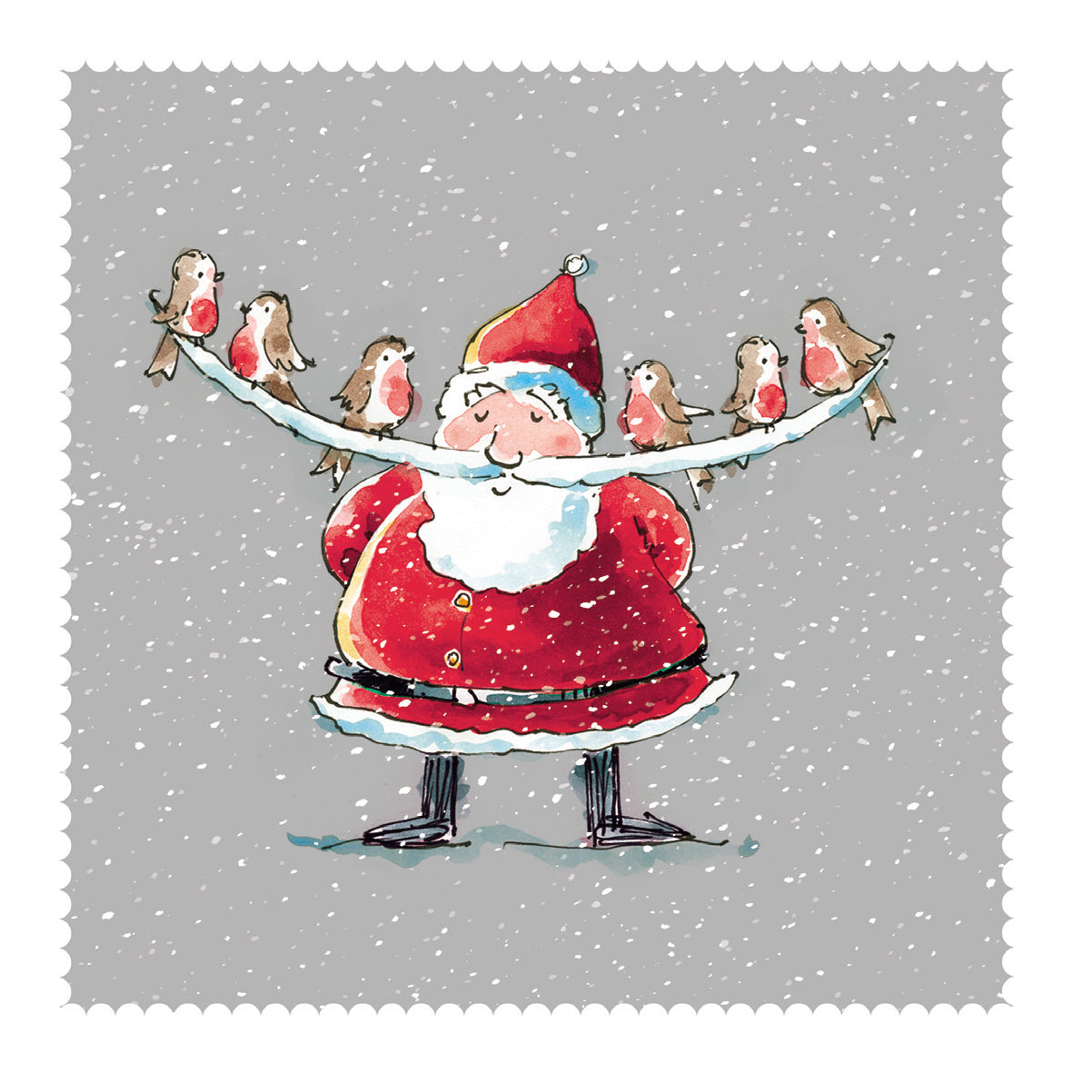 Pack of 8 Jolly Santa & Robins Mini Charity Christmas Cards
