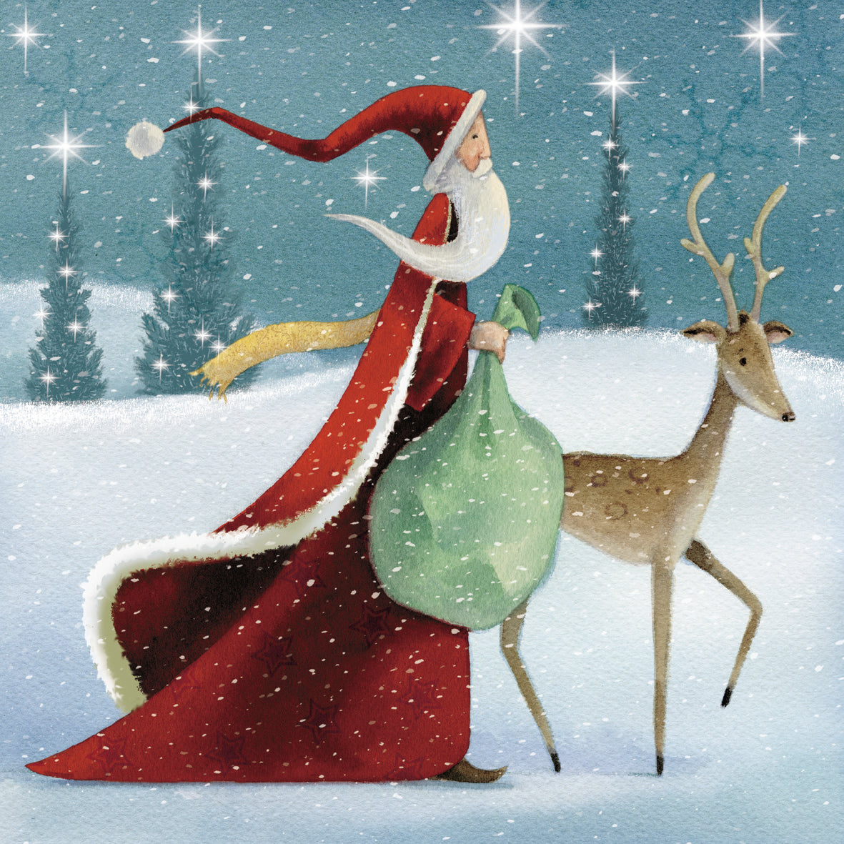 Pack of 8 Father Christmas Mini Charity Christmas Cards