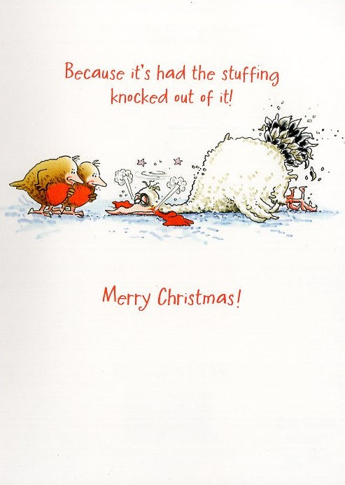 Birdwit Stuffing Knocked Out Funny Christmas Greeting Card